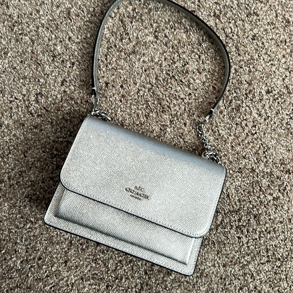 Silver Metallic Mini Coach Purse